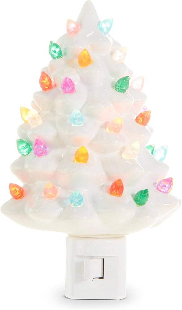 RAZ Imports Vintage White Tree Night Light, 6-inch Height, Ceramic and Plastic, Christmas, Home D... | Amazon (US)