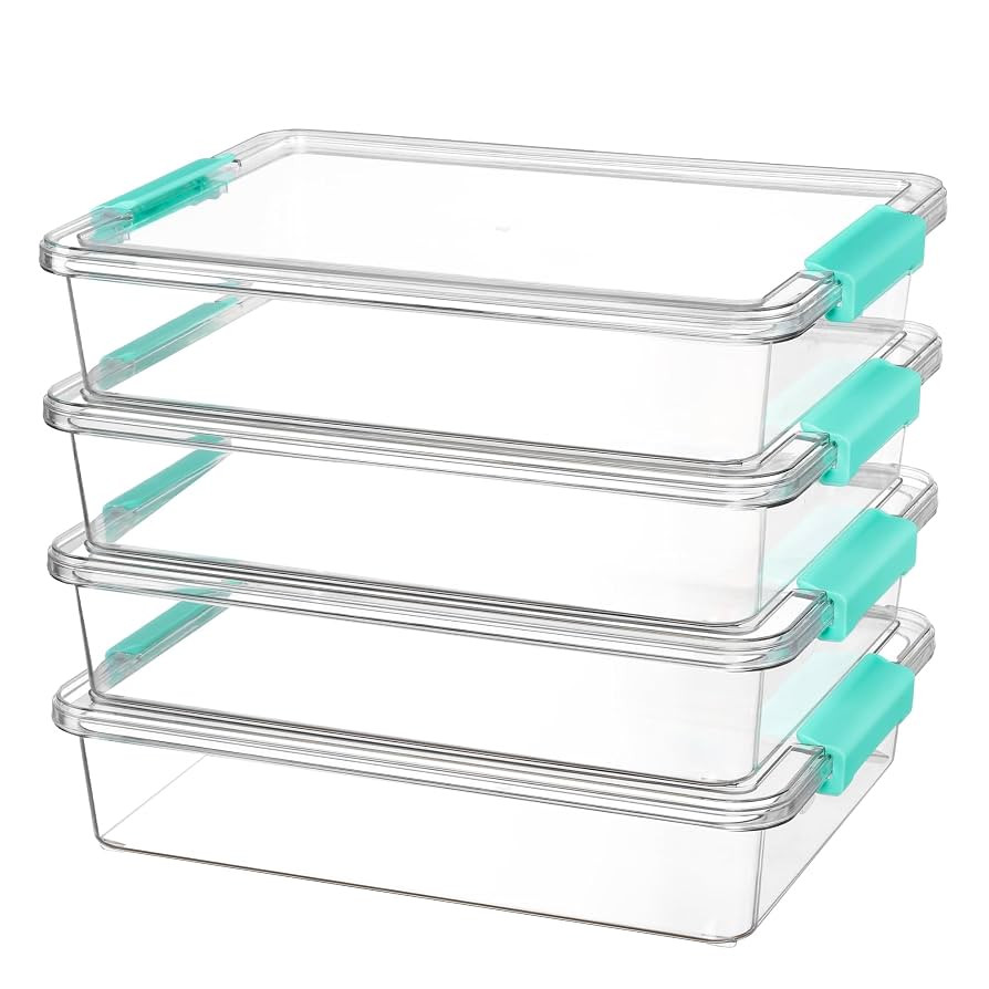 Vtopmart 6 Qt (5.7L) Clear Stackable Storage Bins with Lids, Plastic Containers - 4 Pack for Home... | Amazon (US)