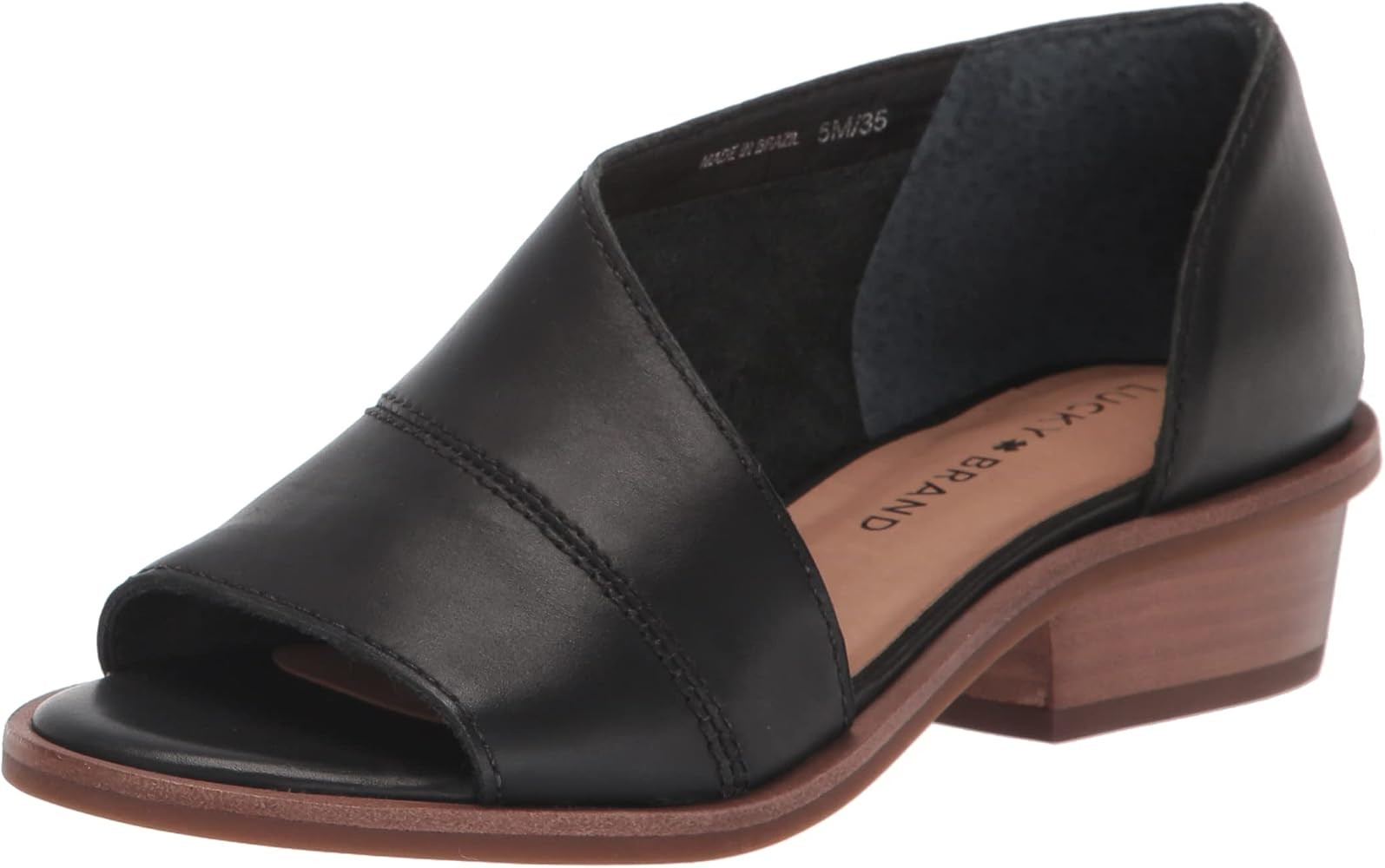 Lucky Brand Women's Serkie Open Toe Slip on Sandal Heeled | Amazon (US)