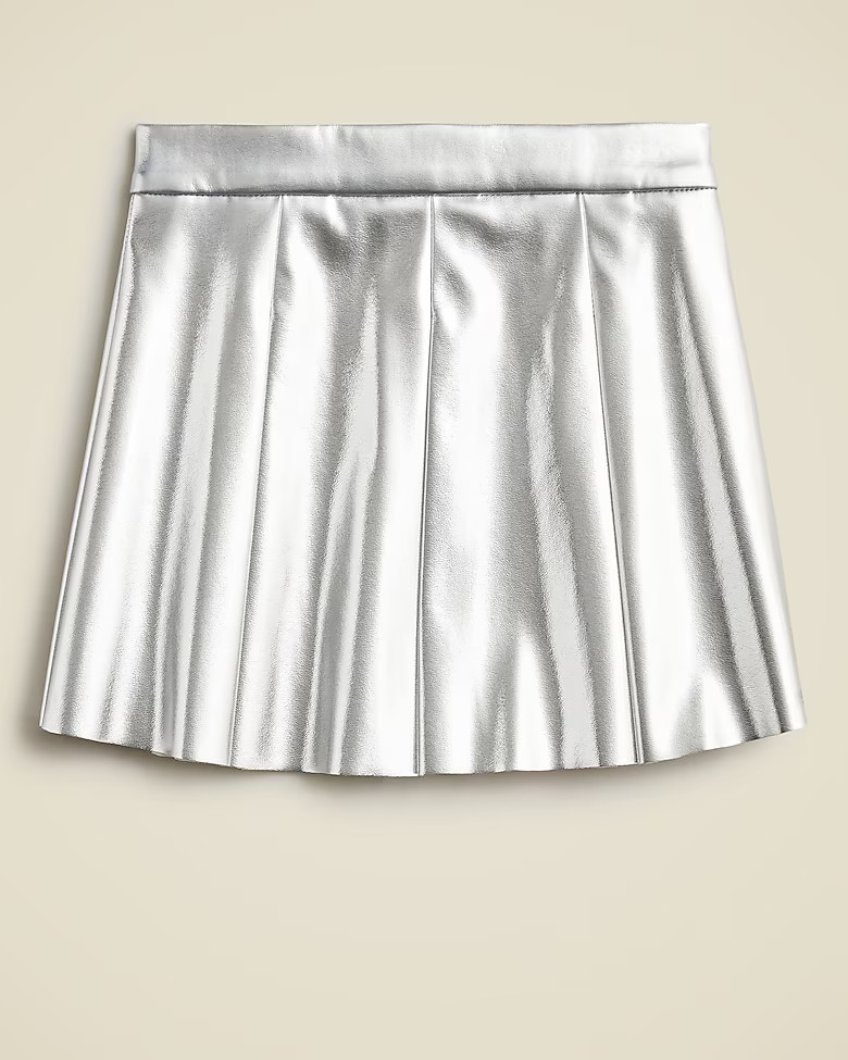 Girls' pleated pull-on skirt in metallic | J. Crew US