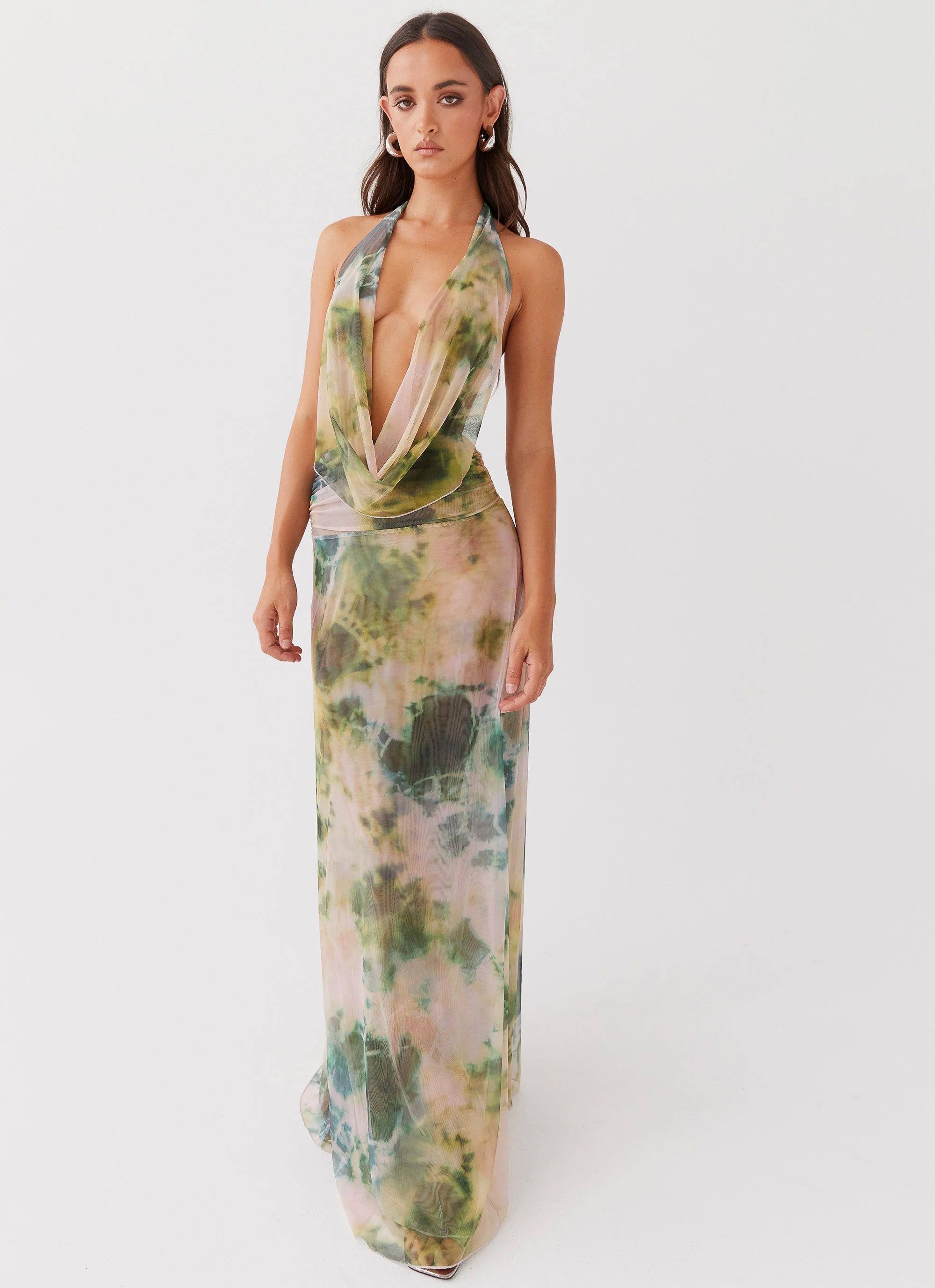 Elysia Mesh Maxi Dress - Rainforest | Peppermayo (Global)