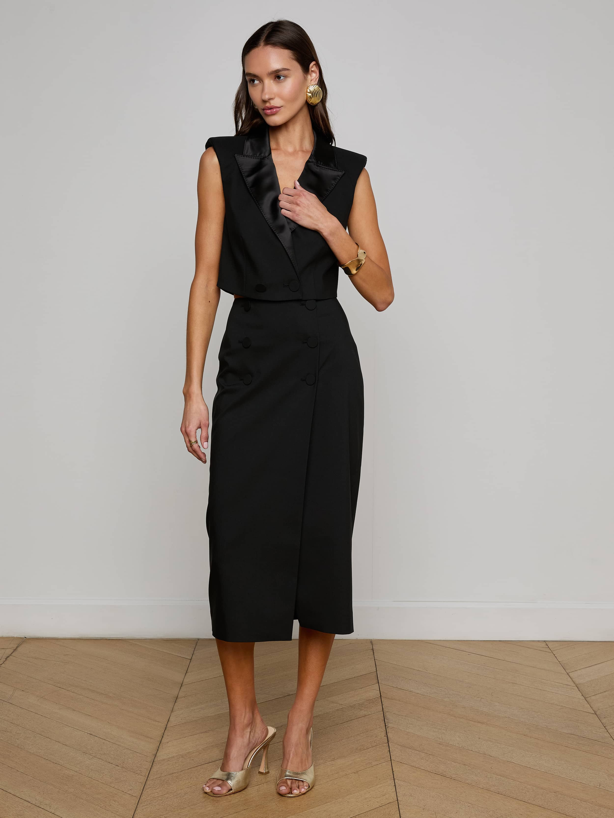 Febe Tuxedo Skirt in Black | L'AGENCE | L'Agence