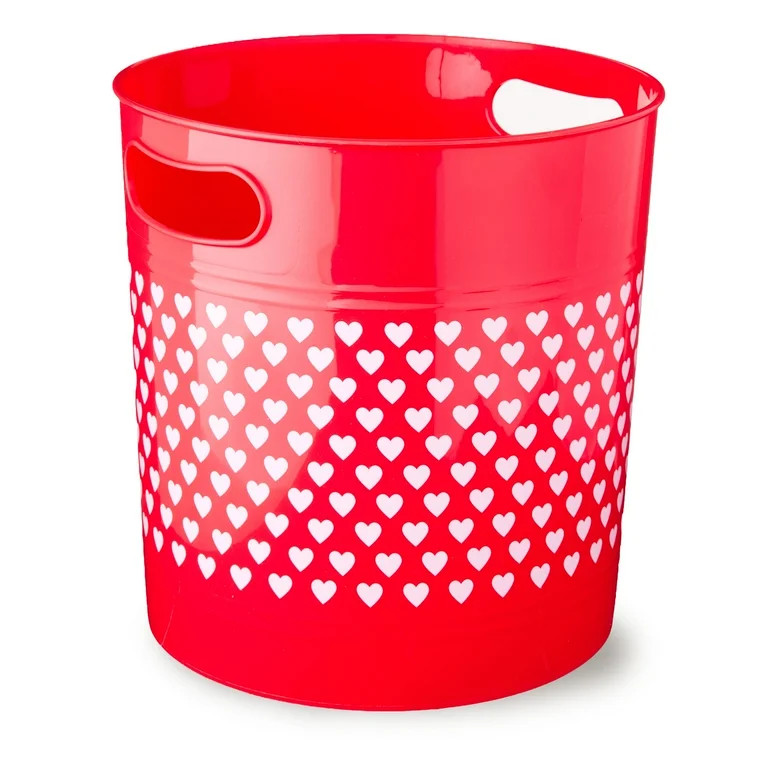 Large Heart Plastic Bucket, Red and White, 10", Valentine's Day by Way To Celebrate | Walmart (US)