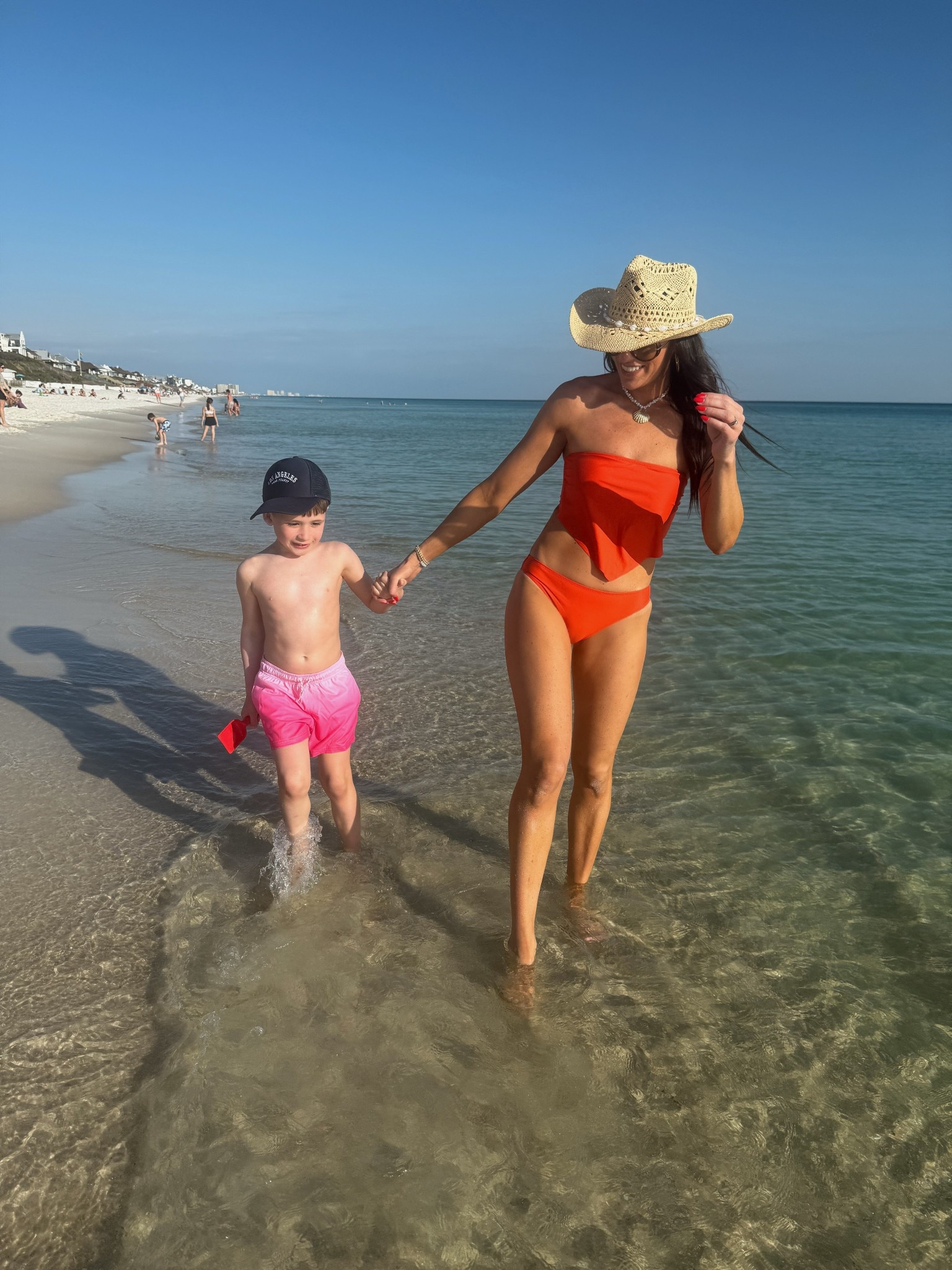 Just got this cute swimsuit from @Aerie the top is like a bandana - cute & fun 
Wearing a size small in bottoms & I got a medium in the top but it’s a little big, get your true size 
Amazon cowboy hat 
Easty’s trunks are Walmart! 


#LTKTravel #LTKSwim