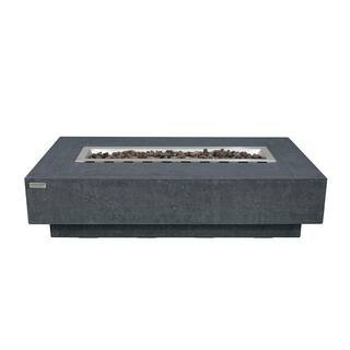 Hampton Outdoor Dark Grey Fire Pit 56 in. x 32 in. Rectangular Concrete Propane Fire Table | The Home Depot