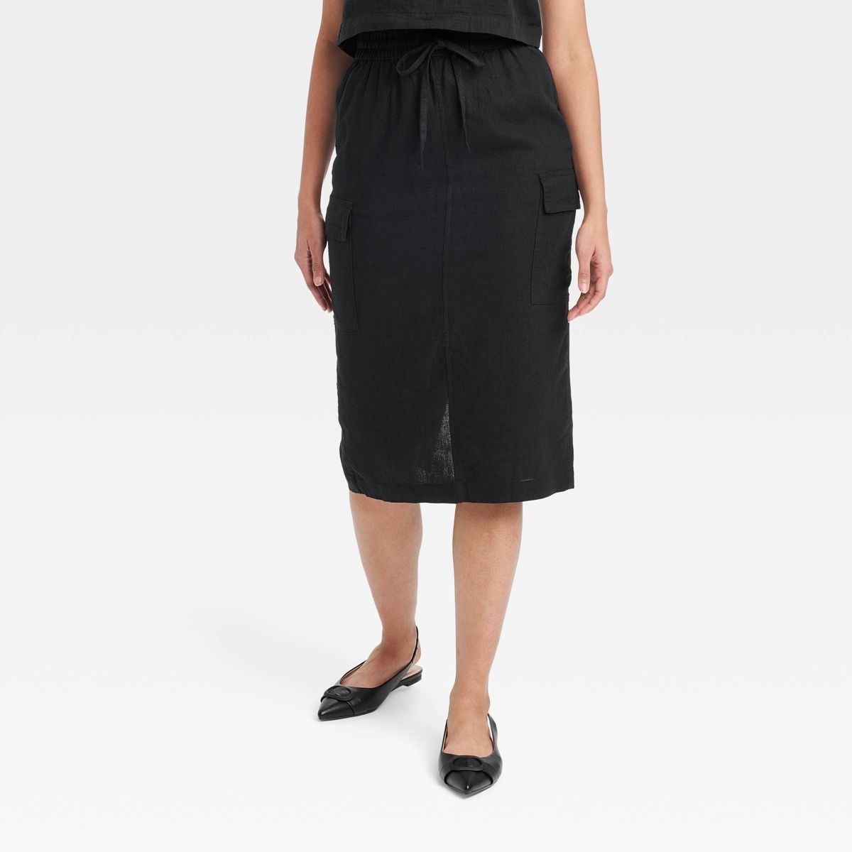 Women's Linen Midi Skirt - A New Day™ Black L | Target