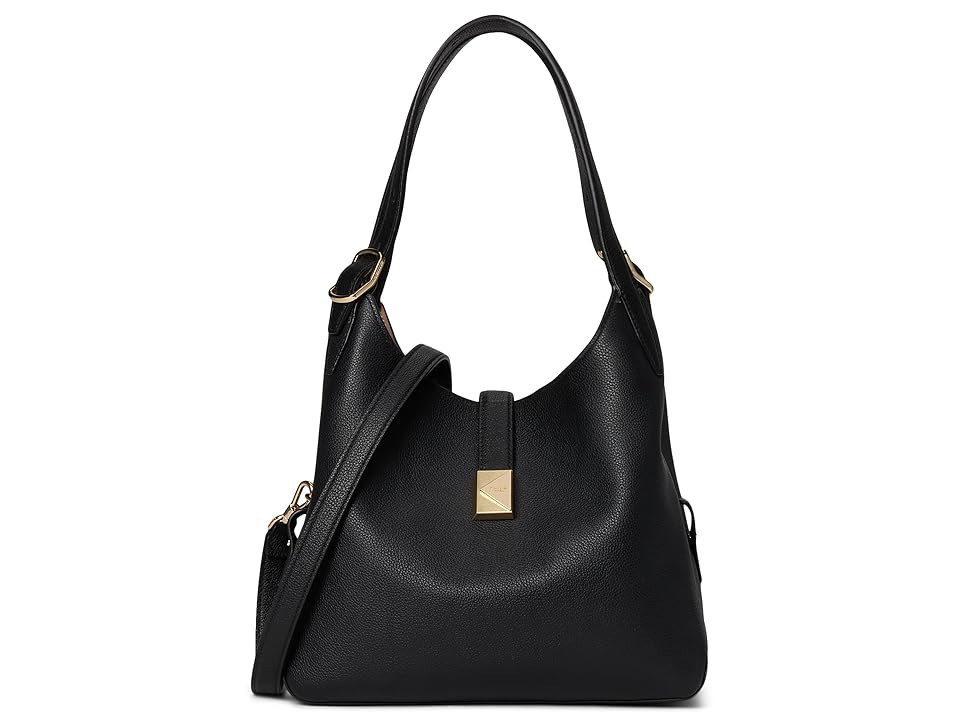 Kate Spade New York Deco Pebbled Leather Medium Crossbody Tote Cross Body Handbags Black: One Size | Zappos.com