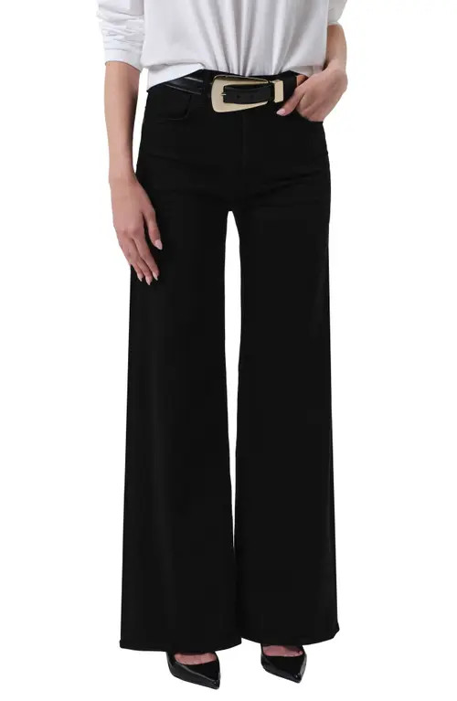 Citizens of Humanity Lyra High Waist Wide Leg Jeans in Plush Black Black at Nordstrom, Size 28 | Nordstrom