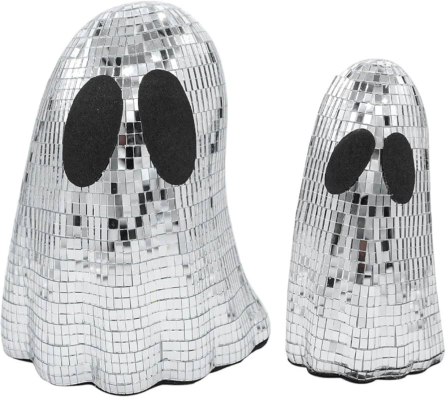 2 Pcs Halloween Disco Ghost Decor Ghost Disco Ball Table Decoration Indoor Glitter Sign Halloween... | Amazon (US)