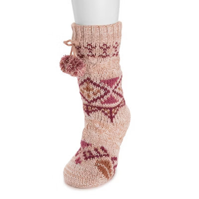 MUK LUKS Women's Chunky Cabin Socks, Pink, S/M | Target
