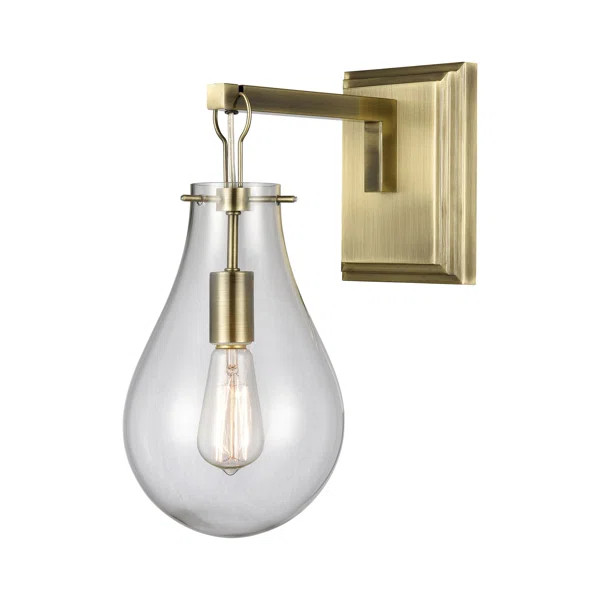Brockett Dimmable Hardwired Antique Brass Armed Sconce | Wayfair Professional
