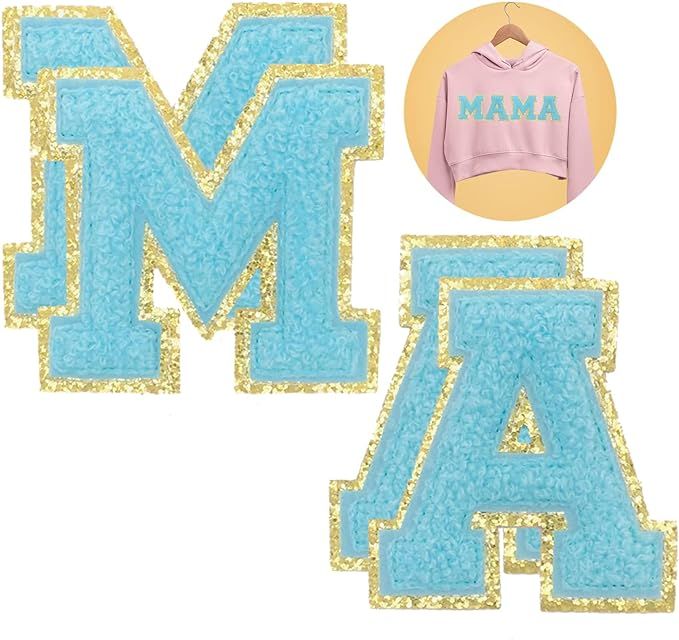 Varsity Chenille Letter Patches Stoney Clover Lane Dupes Gold Trimmed Iron on Letters for Clothin... | Amazon (US)