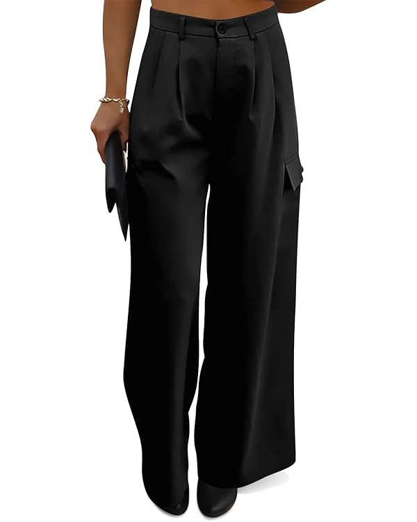 Cicy Bell Women’s Wide Leg Dress Pants Trendy High Waisted Pleated Baggy Dressy Fashion Cargo T... | Amazon (US)