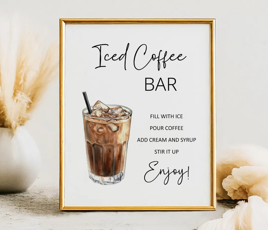 Iced Coffee Bar, Bridal Shower Sign, Beverage Station, Caffeinated Drink, Instant Download, Baby ... | Etsy (Global)