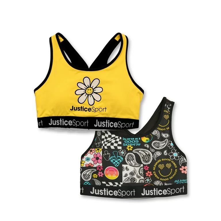 Justice Girls Logo Sports Bra, 2Pk Sz 28-38 | Walmart (US)