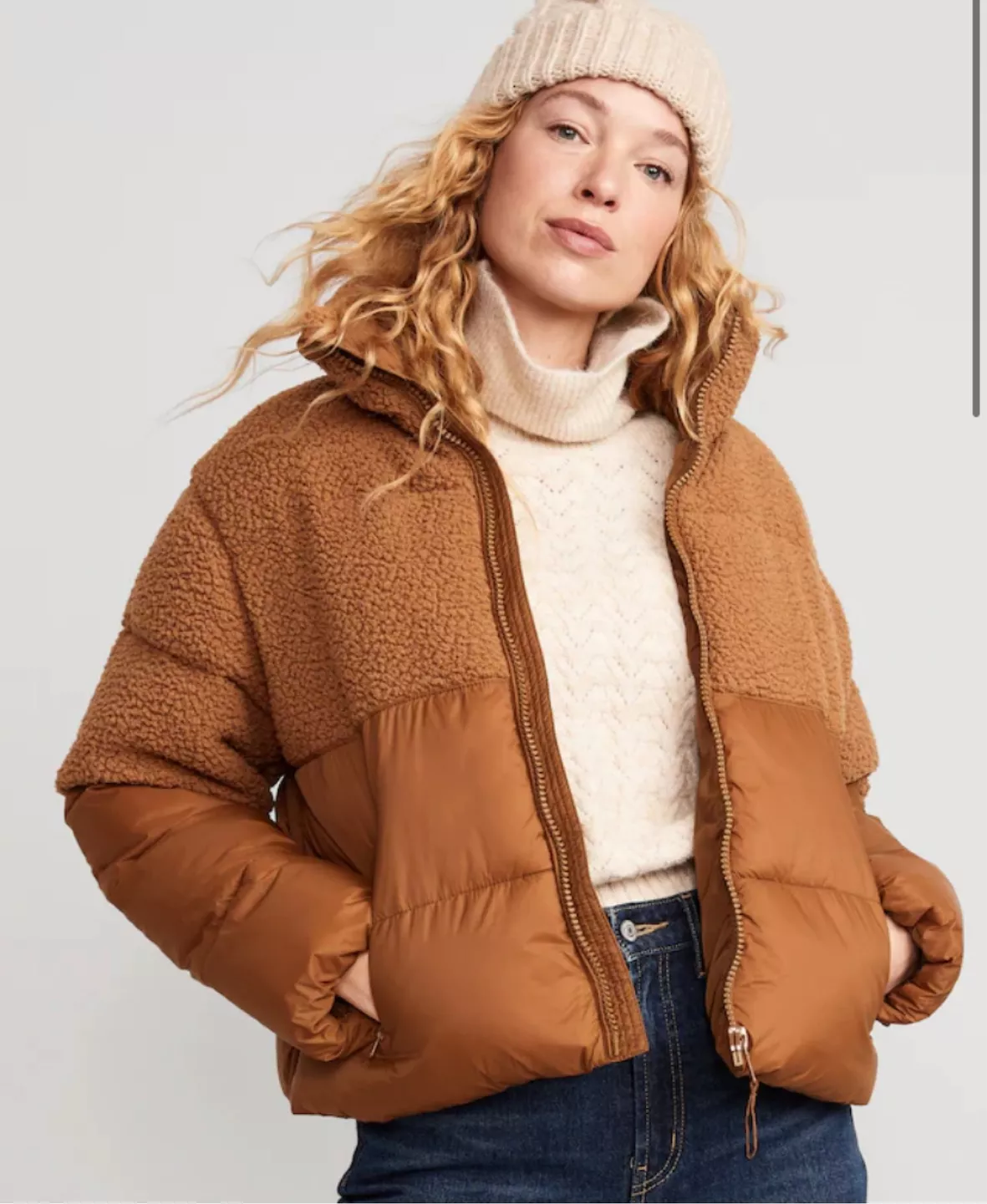 Short Sherpa-Paneled Puffer Jacket … curated on LTK