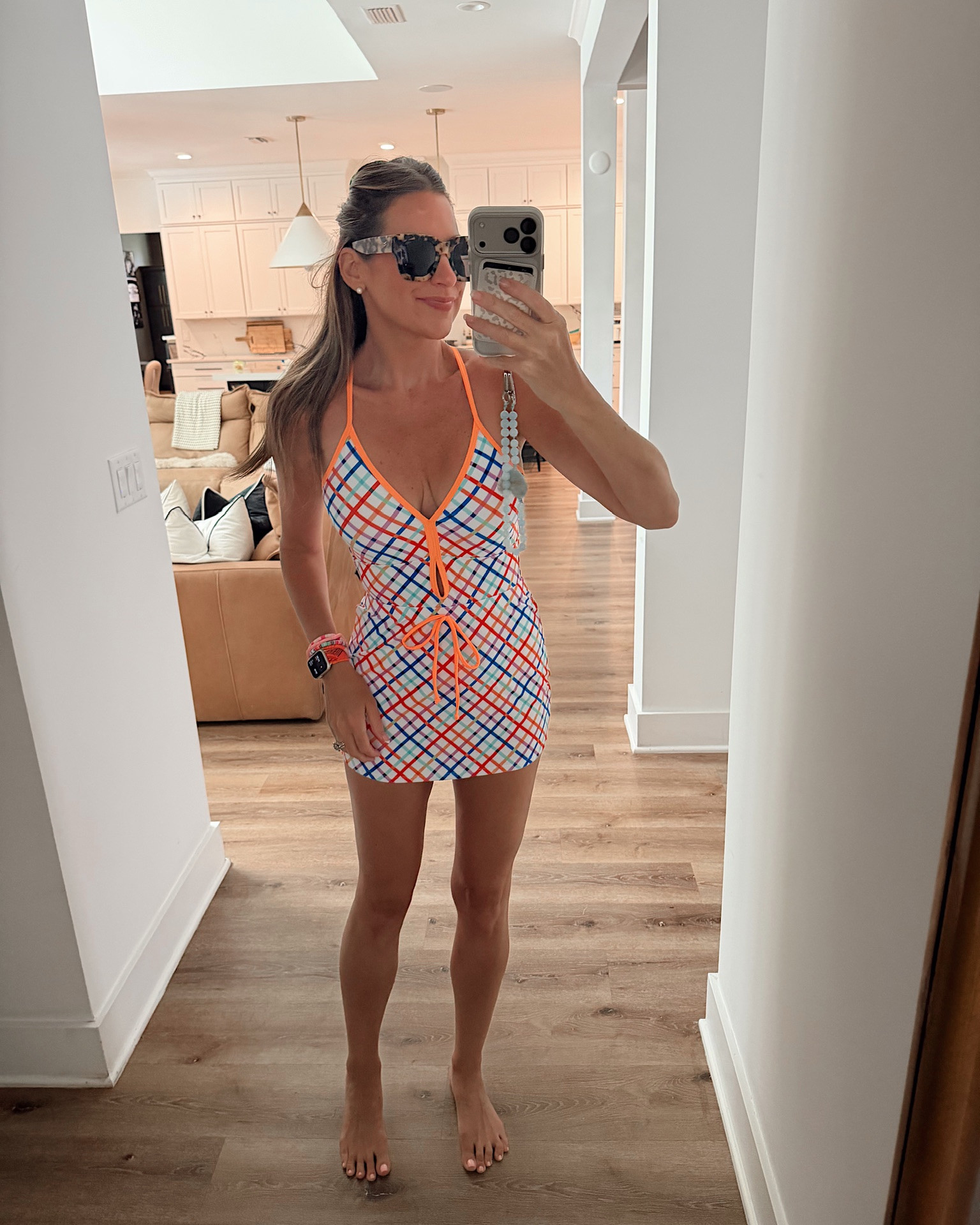 The cutest one piece swimsuit with matching skirt perfect for mom life! In a small swim, sunglasses and accessories- fits tts.

#LTKootd #LTKmomlife #LTKSwim
