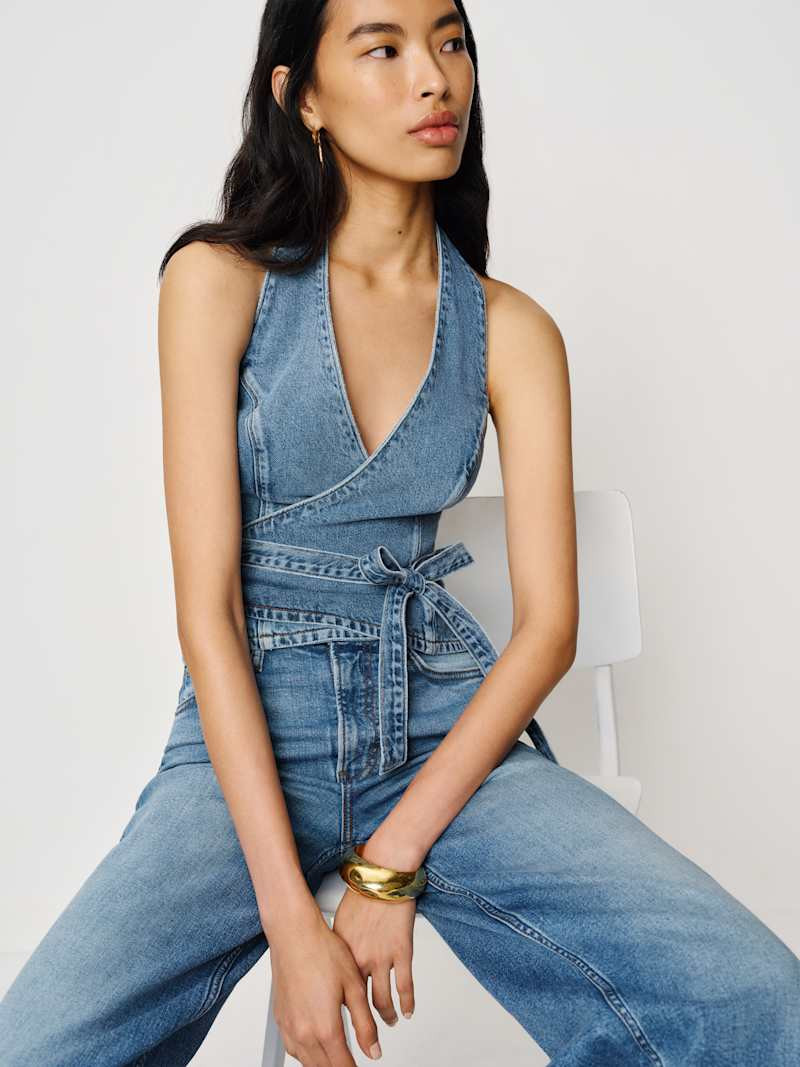 Gaia Denim Halter Top | Reformation (Global)