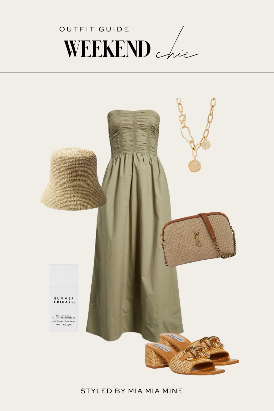 Summer outfit ideas 
Nordstrom strapless cotton dress
Steve Madden raffia slides
Saint Laurent crossbody bag
Rag & bone bucket hat 

#LTKStyleTip #LTKTravel #LTKSeasonal