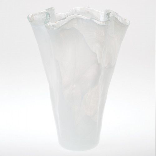 Vietri Onda Glass White Large Vase 10"L, 10"W, 13.5"H | Gracious Style