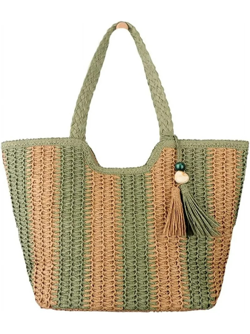 NANAHuang Straw Beach Bag for Women Large Summer Straw Tote Bag Woven Bag Travel Straw Shoulder Z... | Walmart (US)