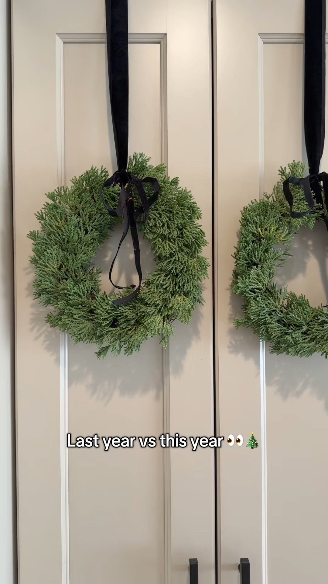 ast year vs this year: cabinet wreath edition 🎀✨
Same cozy charm, just leveled up.
Supplies linked in bio 🤍
#christmasdecor #holidayhome #wreathinspo #cozychristmas #christmasaesthetic

#LTKGiftGuide #LTKHoliday #LTKSeasonal