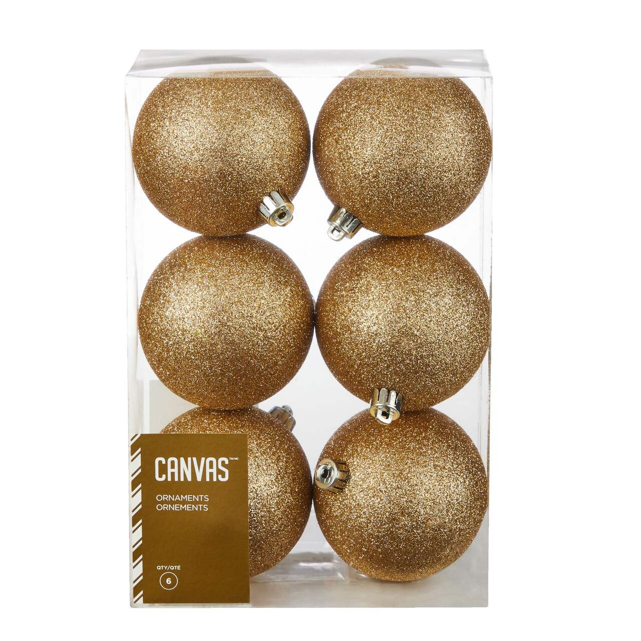 CANVAS Gold Collection Shatterproof Glittering Decoration Ball Christmas Ornament Set, 6-pc | Canadian Tire
