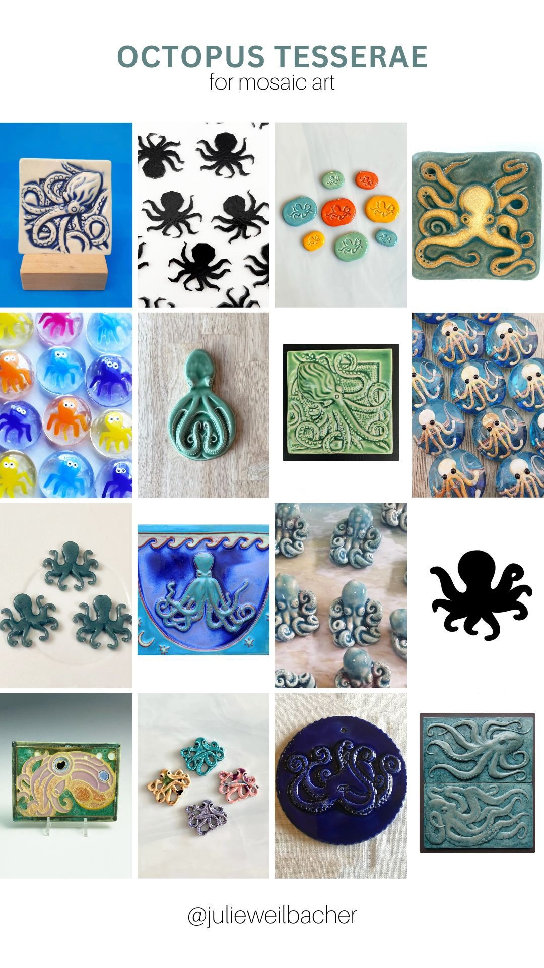 We’re starting to think about summer which means the beach and cute sea creatures like octopus. 🐙 This adorable collection includes handmade ceramic tiles, precut stained glass shapes, hand painted glass gems, handmade ceramic shapes, and glass beads. 🐙 Octopus materials can be used in crafts, mosaic art, and home decor projects. 🐙 For mosaic tips, tutorials, inspiration, and so much more please visit my YouTube channel: YouTube.com/julieweilbacher. Follow @julieweilbacher on Instagram for all things mosaic art. octopus - octopus art - mosaic - octopus tile - ceramic octopus - mosaic art - glass octopus - beach decor - beach house - gifts for beach lovers

#LTKHome #LTKFindsUnder100 #LTKFindsUnder50