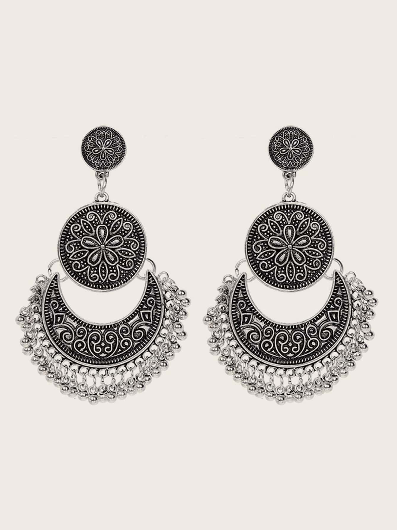1pair Bead Tassel Drop Earrings | SHEIN