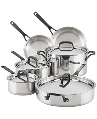 5-Ply Clad Stainless Steel 10 Piece Cookware Induction Pots and Pans Set | Macy's