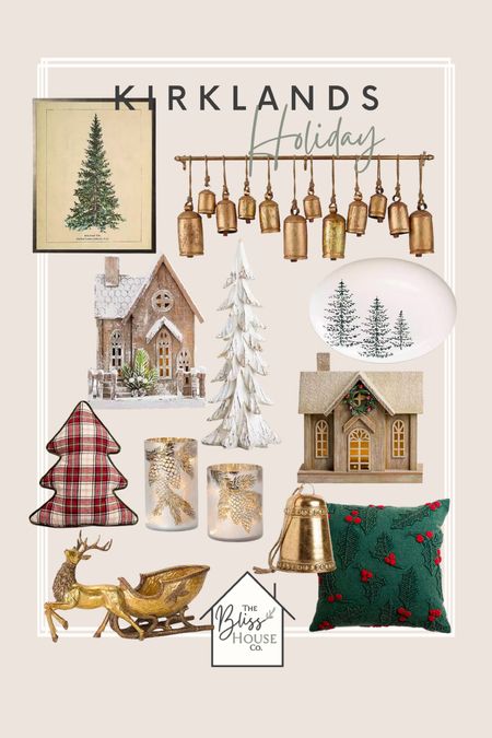 Holiday decor from Kirklands!

Christmas tree art, bells, holiday throw pillows, brass reindeer and sled, village houses, candleholders

#LTKHoliday #LTKHolidaySale #LTKSeasonal