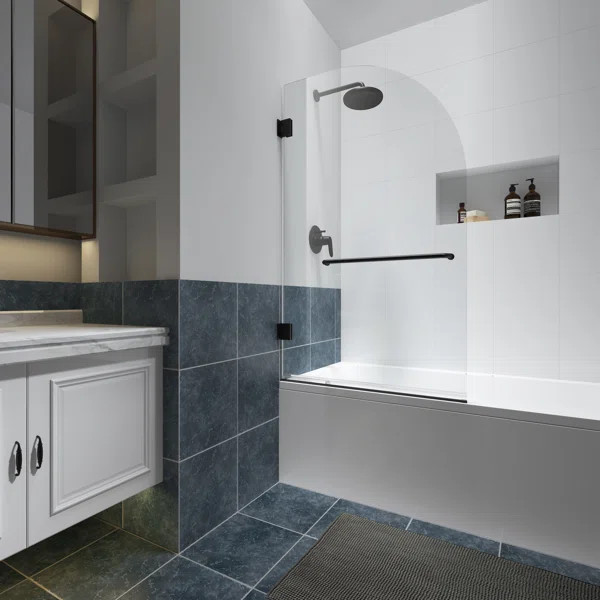 Julien 34" W x 58" H Hinged Frameless Tub Door with Heat Soaking Process | Wayfair North America