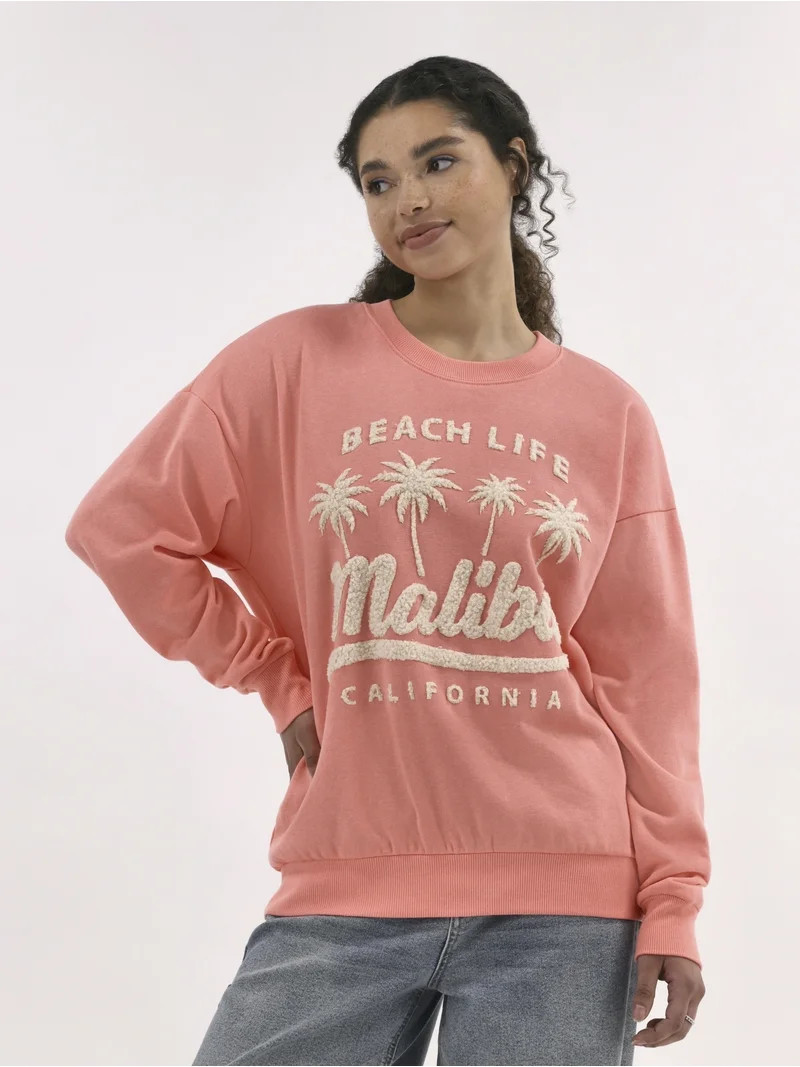 No Boundaries Oversized Graphic Crewneck Sweatshirt, Women's | Walmart (US)