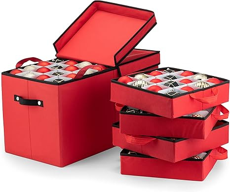 Premium Large Christmas Ornament Storage Box with Lid - 3" Compartment, Contains 8 Trays, Keeps 1... | Amazon (US)