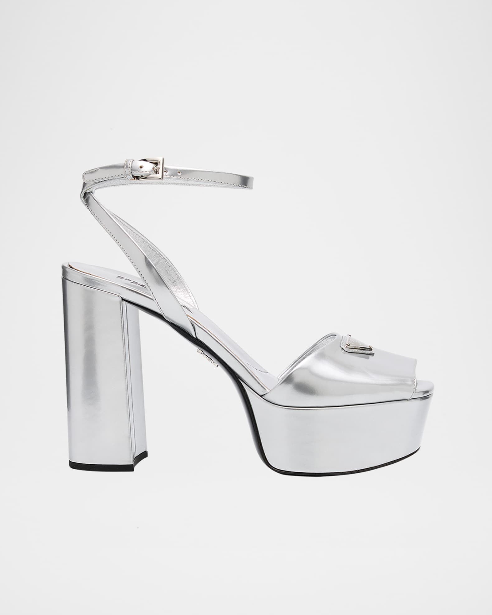 Metallic Leather Ankle-Strap Platform Sandals | Neiman Marcus