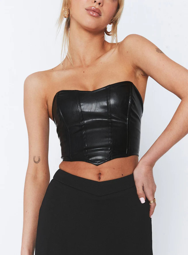 Jessica PU Bustier Black | Princess Polly US