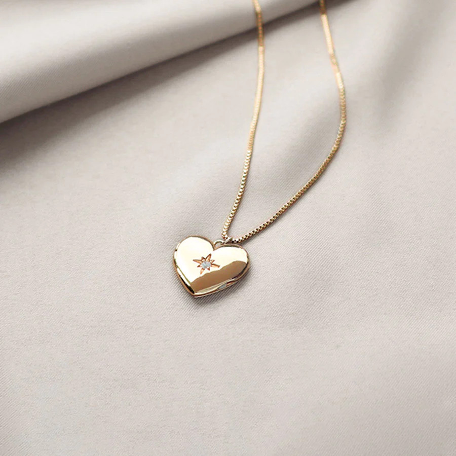 Heart Gold Locket Necklace | Wanderlust + Co