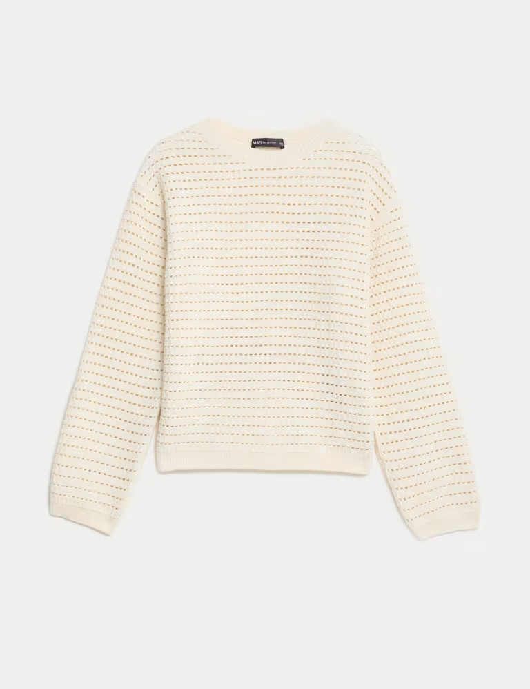 Cotton Rich Textured Crew Neck Jumper | Marks & Spencer (UK)