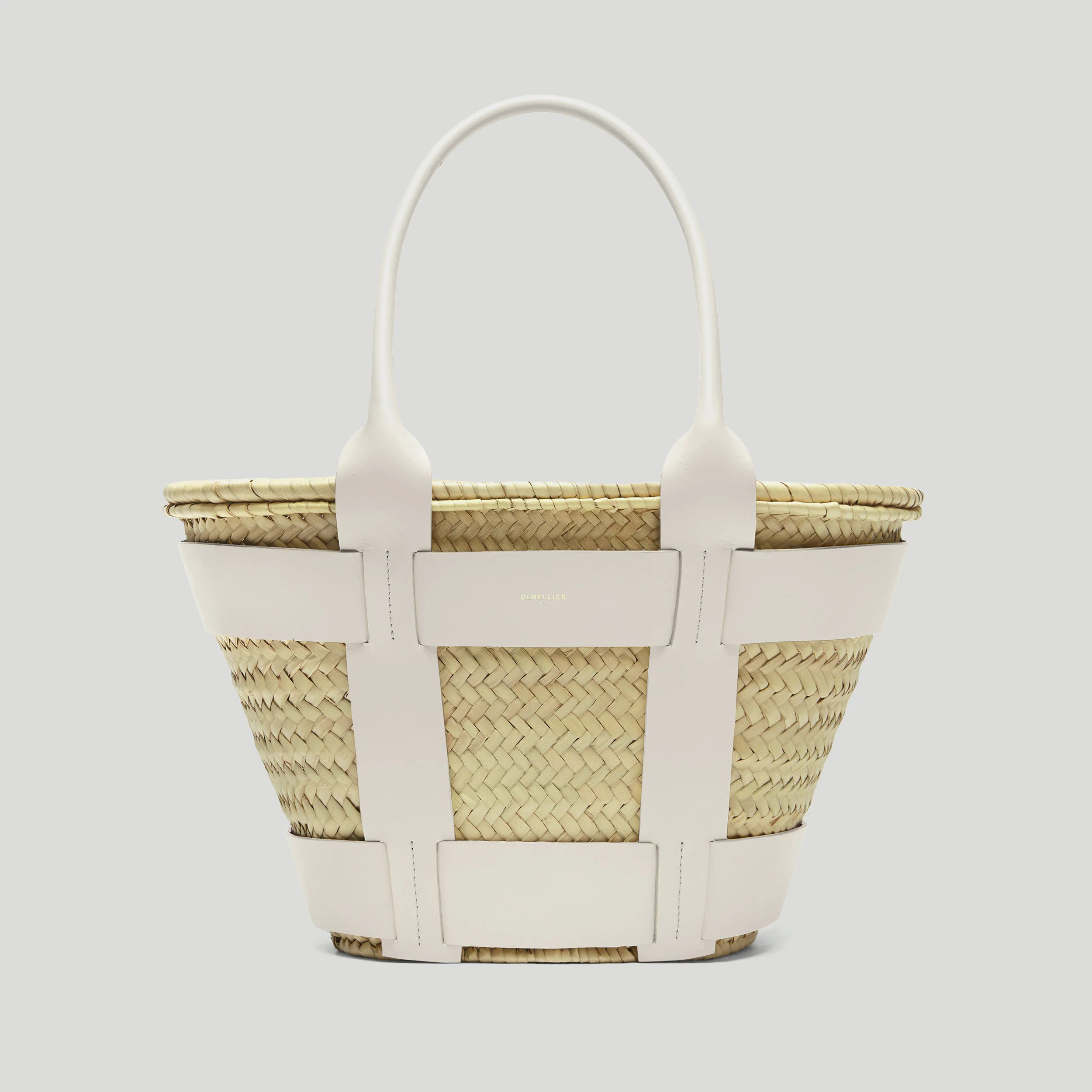 DeMellier The Santorini in Natural Basket Off-White Smooth Leather Shoulder bag | DeMellier