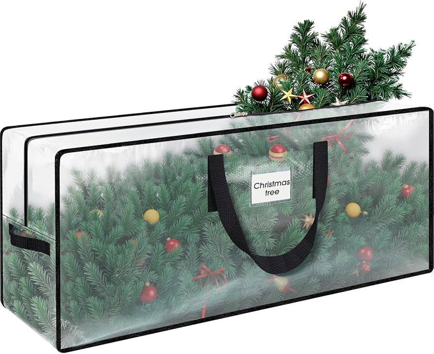 Christmas Tree Storage Bag 7.5 ft, Heavy Duty Clear Tree Bag for Storage with Sturdy Zipper and H... | Amazon (US)