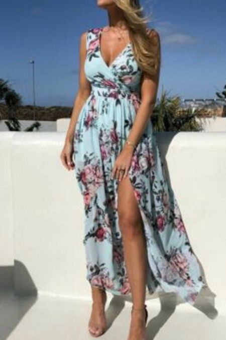 This dress from Walmart is just beautiful! Perfect for spring, Easter, summer, weddings, baby showers, vacation…Spring hue Women Dress Sleeveless Floral Deep V-Neck High Split Dress

#LTKSeasonal #LTKwedding #LTKstyletip