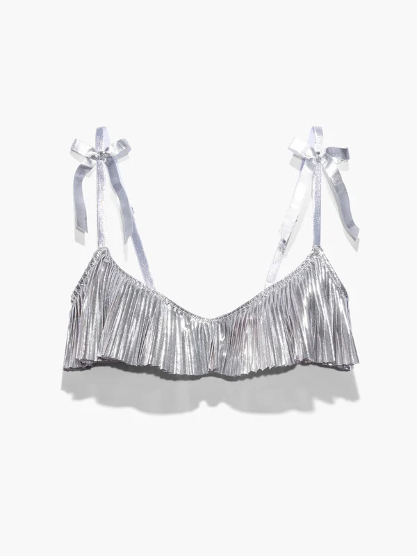 Pleated Lamé Unlined Bra in Grey & Silver | SAVAGE X FENTY | Savage x Fenty - North America