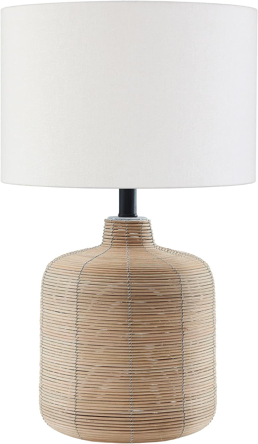 Henn&Hart Modern Petite Rattan Table Lamp with Brass Accents in Rattan/Blackened Steel, 20" (TL06... | Amazon (US)