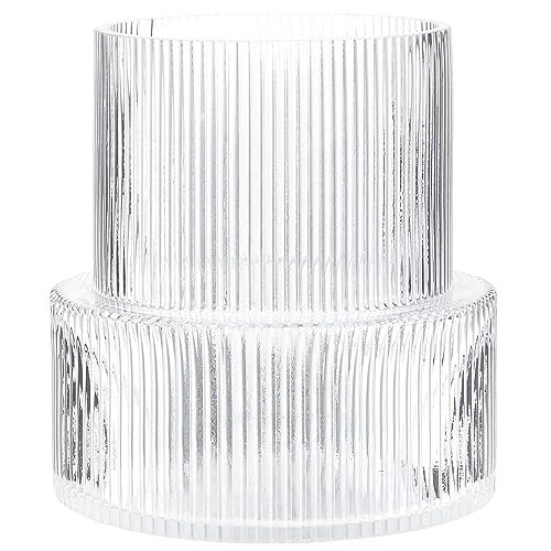 YANWE1 Ribbed Glass Vase, Flower Vase, Fluted Clear Vases for Flowers, Modern Vases for Living Room, Dining Table, Entryway, Shelf, Wedding, Office, Coffee Table, Birthday, 7.5 Inches | Amazon (US)