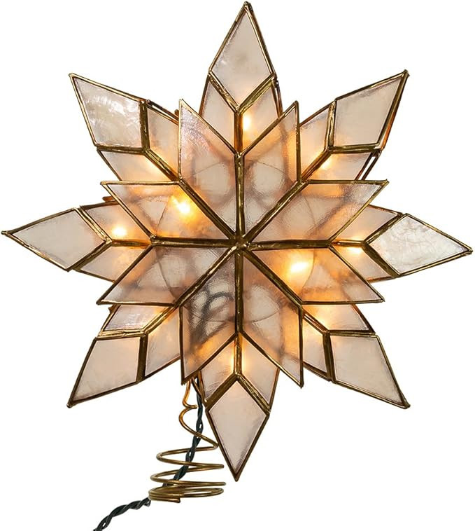 Kurt Adler 8.5-Inch Capiz Star Tree Topper with 10 Clear Lights and 1 Spare Bulb | Amazon (US)