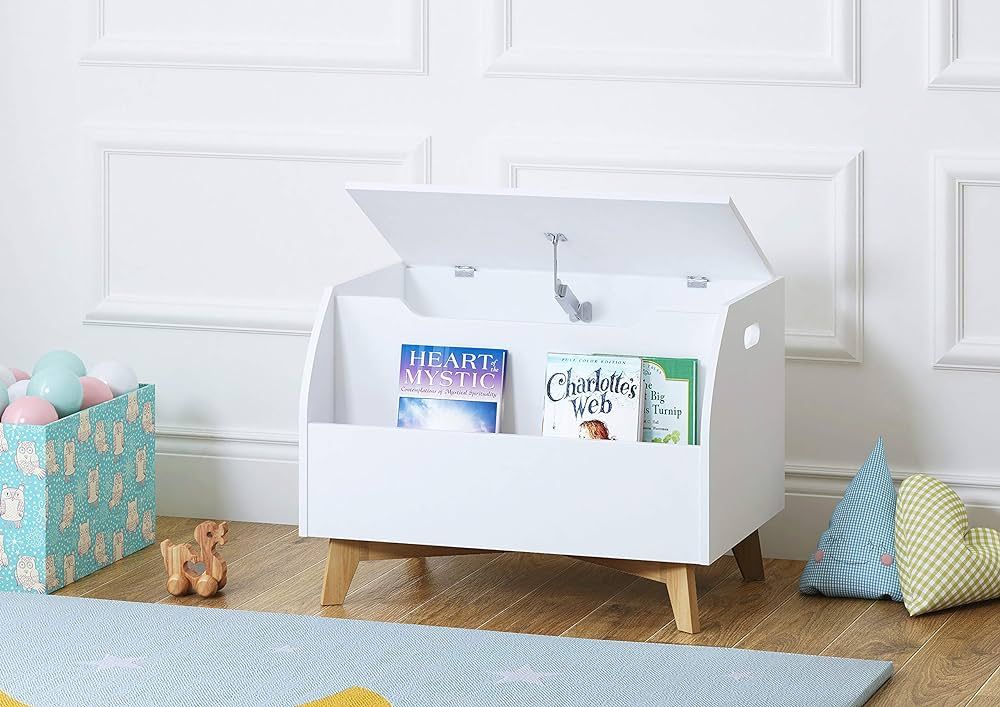 UTEX Children Toy Box with Front Book Storage Area, Kids Toy Storage Bench, White | Amazon (US)