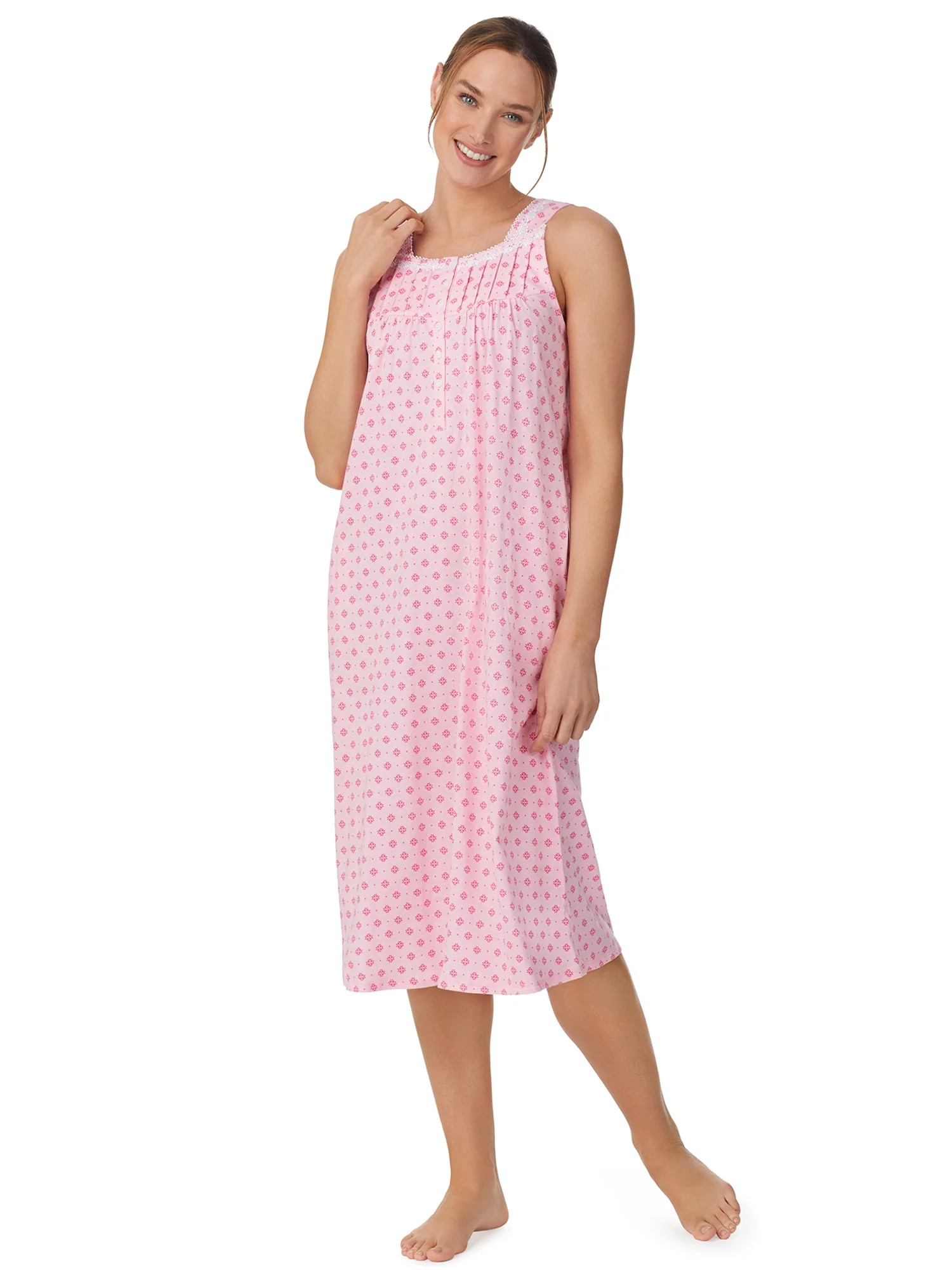 Aria Women's Sleeveless Long 100% Cotton Nightgown in 46", Sizes XS to 5X | Walmart (US)