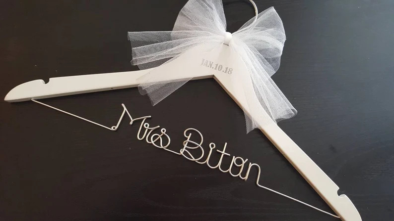 Wedding Hanger With Date / NAME Hanger/ Mrs. Hanger / Wedding Hangers / Bride Hanger - Etsy | Etsy (US)