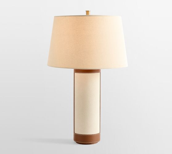 Powell Leather & Linen Table Lamp (28") | Pottery Barn (US)