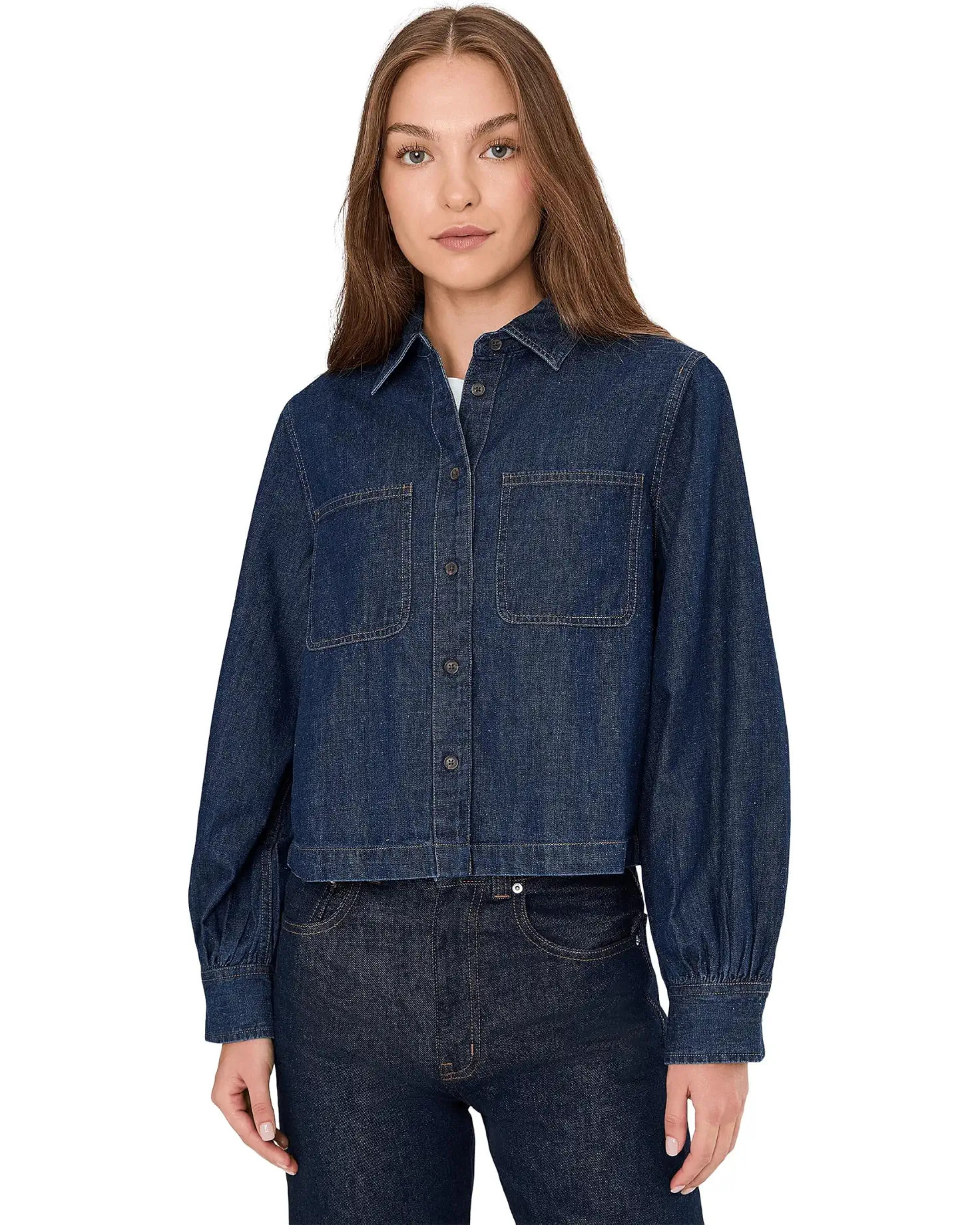 Women's Madewell Long Sleeve Sculptural Sleeve Top In Rinse Wash | Zappos.com
